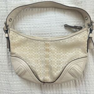 Coach Cream Hobo Bag with Signature Monogram
